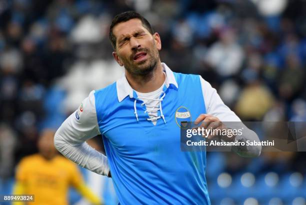 Marco Boriello of Spal reacts during the Serie A match between Spal and Hellas Verona FC at Stadio Paolo Mazza on December 10, 2017 in Ferrara, Italy.