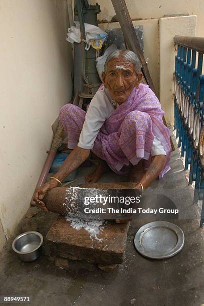 Thayamma, 110 years old lady. She lives alone and does everything for herself in Coimbatore, Tamil Nadu, India