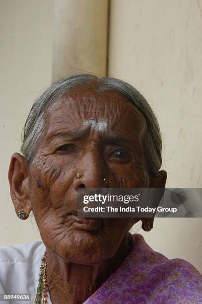 Thayamma, 110 years old lady. She lives alone and does everything for herself in Coimbatore, Tamil Nadu, India