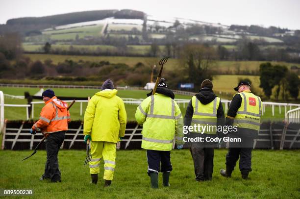 Ireland - 10 December 2017; Track maintenance between races at Punchestown Racecourse in Naas, Co Kildare.