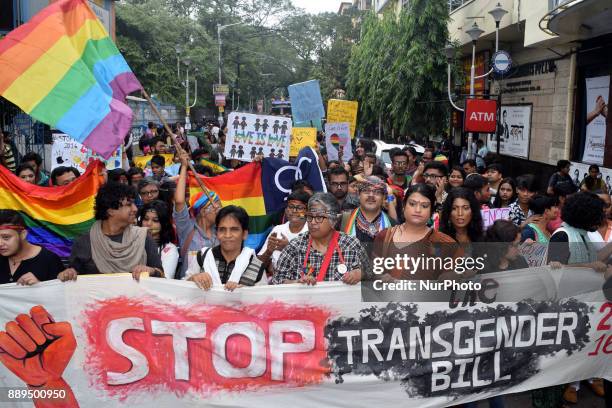 Indian LGBT members take part in Kolkata Rainbow Pride Walk 2017, on December 10, 2017 in Kolkata, India.