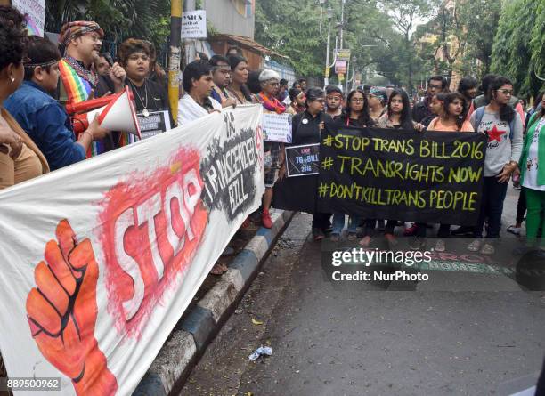 Indian LGBT members take part in Kolkata Rainbow Pride Walk 2017, on December 10, 2017 in Kolkata, India.