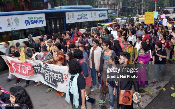 Indian LGBT members take part in Kolkata Rainbow Pride Walk 2017, on December 10, 2017 in Kolkata, India.