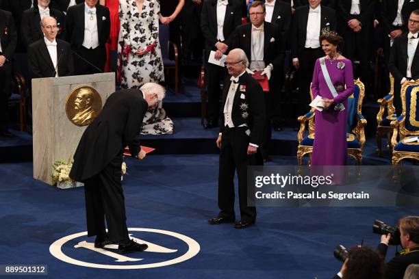 Jacques Dubochet, laureate of the Nobel Prize in chemistry receives his Nobel Prize from King Carl XVI Gustaf of Sweden during the Nobel Prize Awards...