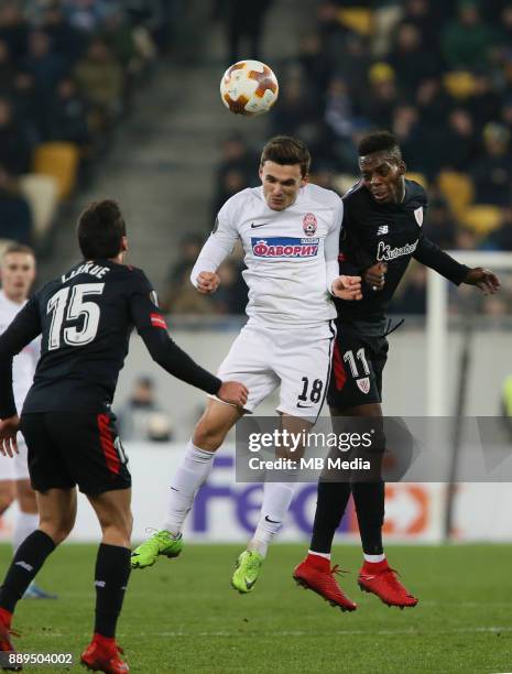 Oleksandr Andriyevskiy of Zorya Luhansk and Iñaki Williams of Athletic Bilbao. UEFA Europa League Group J match between Zorya Luhansk and Athletic...