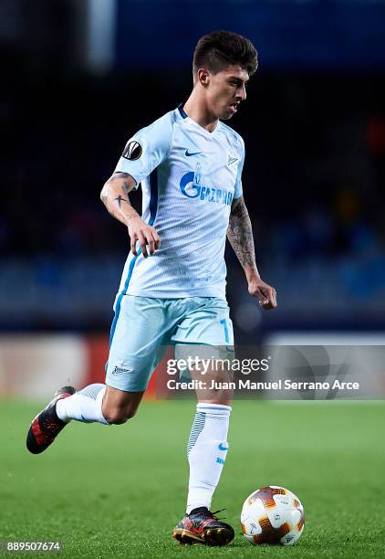 Emiliano Rigoni of Zenit St. Petersburg controls the ball during the UEFA Europa League group L football match between Real Sociedad de Futbol and FC...