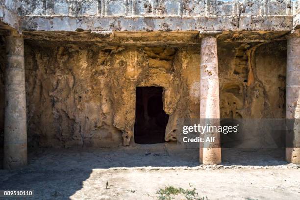tombs of the kings in paphos, cyprus - roman stone tile stock pictures, royalty-free photos & images