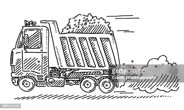 müllcontainer schnell lkw-zeichnung - garbage truck stock-grafiken, -clipart, -cartoons und -symbole