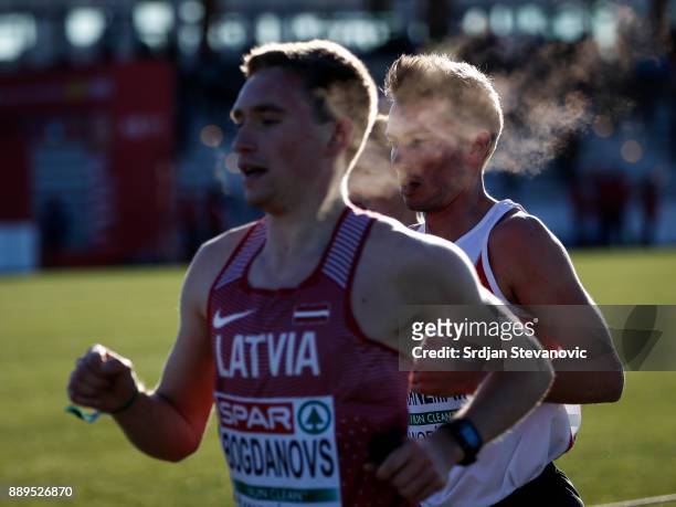 Athletes compete during the U23 Men's race of SPAR European Cross Country Championships on December 10, 2017 in Samorin, Slovakia.