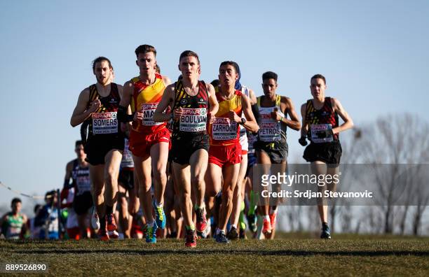 Athletes compete during the U23 Men's race of SPAR European Cross Country Championships on December 10, 2017 in Samorin, Slovakia.