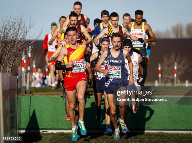 Athletes compete during the U23 Men's race of SPAR European Cross Country Championships on December 10, 2017 in Samorin, Slovakia.