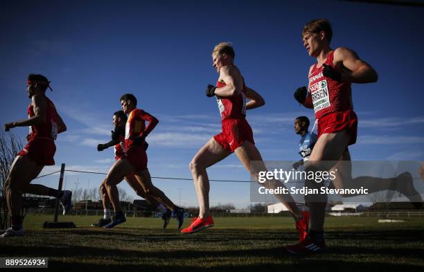 Athletes compete during the U23 Men's race of SPAR European Cross Country Championships on December 10, 2017 in Samorin, Slovakia.