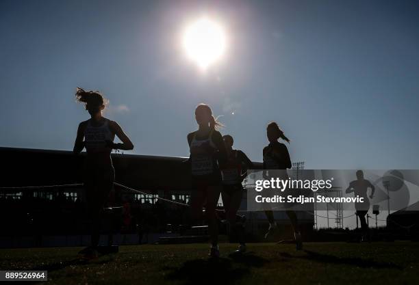 Athletes compete during the U23 Women's race of SPAR European Cross Country Championships on December 10, 2017 in Samorin, Slovakia.