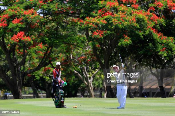 Mark Mouland of Wales in action during the final round of the MCB Tour Championship played over the Legend Course at Constance Belle Mare Plage on...