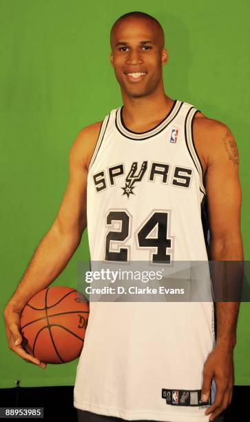 Richard Jefferson of the San Antonio Spurs poses for a portrait during his press conference at the AT&T Center on June 24, 2009 in San Antonio,...