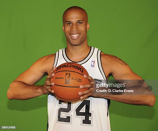 Richard Jefferson of the San Antonio Spurs poses for a portrait during his press conference at the AT&T Center on June 24, 2009 in San Antonio,...