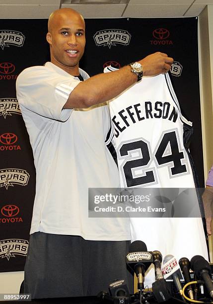 Richard Jefferson of the San Antonio Spurs poses for a portrait during his press conference at the AT&T Center on June 24, 2009 in San Antonio,...