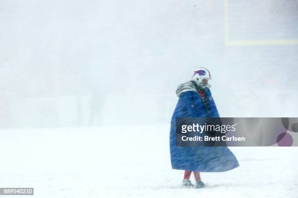 Colton Schmidt of the Buffalo Bills walks the field before a game against the Indianapolis Colts on December 10, 2017 at New Era Field in Orchard...