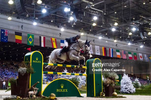 Gregory Wathelet of Belgium rides Coree for the 3rd place during the Rolex Grand Prix, part of the Rolex Grand Slam of Show Jumping at CHI Geneva, at...