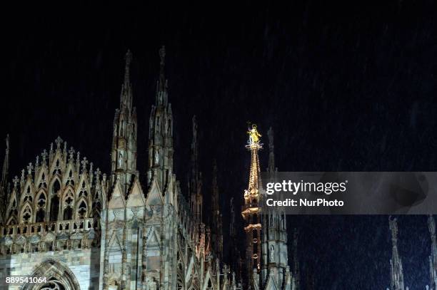 The city of Milan covered by an intense snowfall in the afternoon. Milan, December 10, 2017