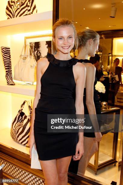 Top Model Charlotte de Calypso at the cocktail,in the Ralph Lauren shop av Montaigne,hosted by David Lauren to introduce the new collection of...