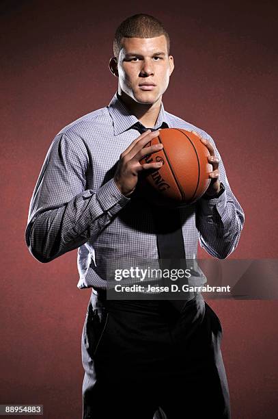 Blake Griffin, NBA draft prospect, poses for a portrait during media availability for the 2009 NBA Draft at The Westin Hotel in Times Square on June...