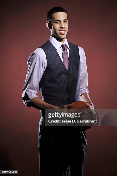 Austin Daye, NBA draft prospect, poses for a portrait during media availability for the 2009 NBA Draft at The Westin Hotel in Times Square on June...