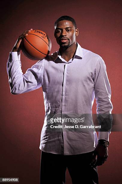 Tyreke Evans, NBA draft prospect, poses for a portrait during media availability for the 2009 NBA Draft at The Westin Hotel in Times Square on June...