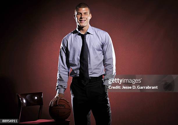 Blake Griffin, NBA draft prospect, poses for a portrait during media availability for the 2009 NBA Draft at The Westin Hotel in Times Square on June...