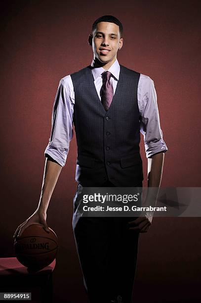 Austin Daye, NBA draft prospect, poses for a portrait during media availability for the 2009 NBA Draft at The Westin Hotel in Times Square on June...