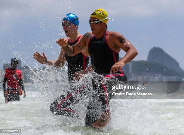 Ana Marcela Cunha of Brazil and Esmee Vermeulen of Netherlands in action on the course at Copacabana Beach during the Rei e Rainha do Mar 2017 on...