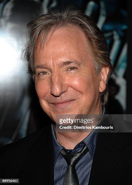 Actor Alan Rickman attends the "Harry Potter and the Half-Blood Prince" premiere at Ziegfeld Theatre on July 9, 2009 in New York City.
