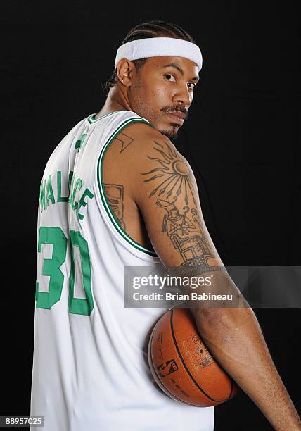 Rasheed Wallace of the Boston Celtics poses for portraits on July 9, 2009 at the Boston Celtics Practice Facility in Waltham, Massachusetts. NOTE TO...