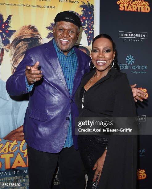 Comedian George Wallace and actress Sheryl Lee Ralph arrive at the premiere of 'Just Getting Started' at ArcLight Hollywood on December 7, 2017 in...