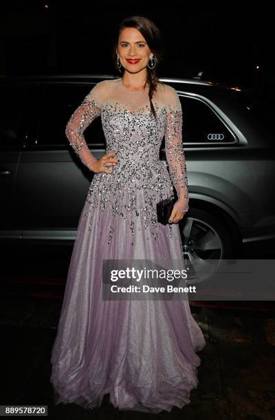 Hayley Atwell arrives in an Audi at the British Independent Film Awards at Old Billingsgate on December 10, 2017 in London, England.