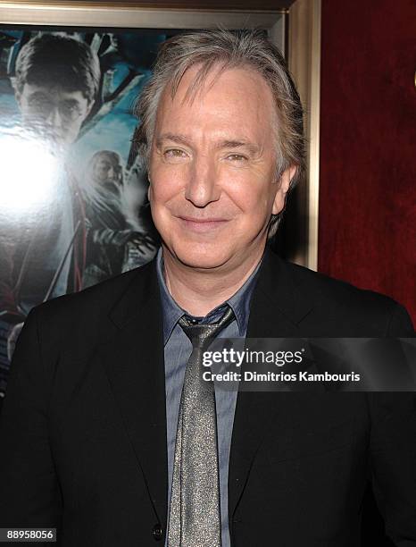 Actor Alan Rickman attends the "Harry Potter and the Half-Blood Prince" premiere at Ziegfeld Theatre on July 9, 2009 in New York City.