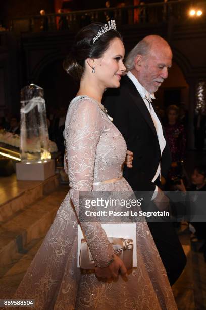 Princess Sofia of Sweden and Barry C.Barish, laureate of the Nobel Prize in physics attend the Nobel Prize Banquet 2017 at City Hall on December 10,...