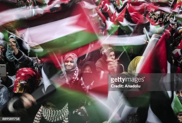 Demonstrators take part in the Jerusalem Belongs to Islam rally held by members of non governmental organizations, after U.S. President Donald...