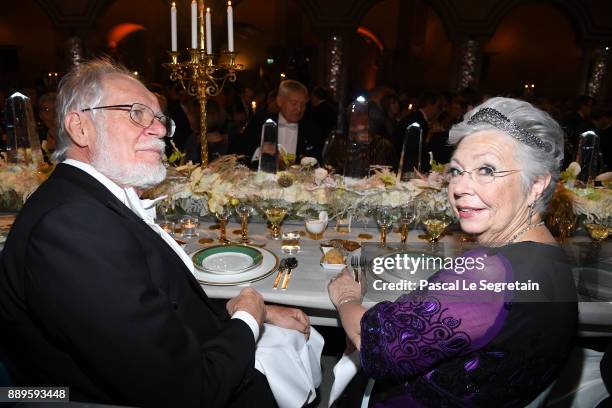 Jacques Dubochet,laureate of the Nobel Prize in Chemistry and Princess Christina of Sweden attend the Nobel Prize Banquet 2017 at City Hall on...