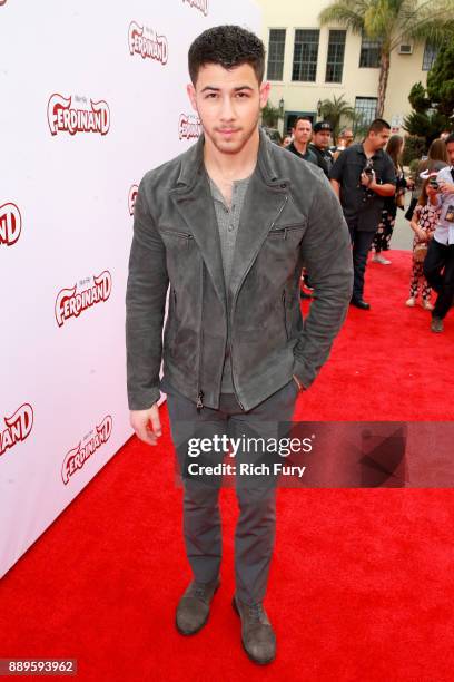 Nick Jonas attends the screening of 20th Century Fox's "Ferdinand" at Zanuck Theater at 20th Century Fox Lot on December 10, 2017 in Los Angeles,...