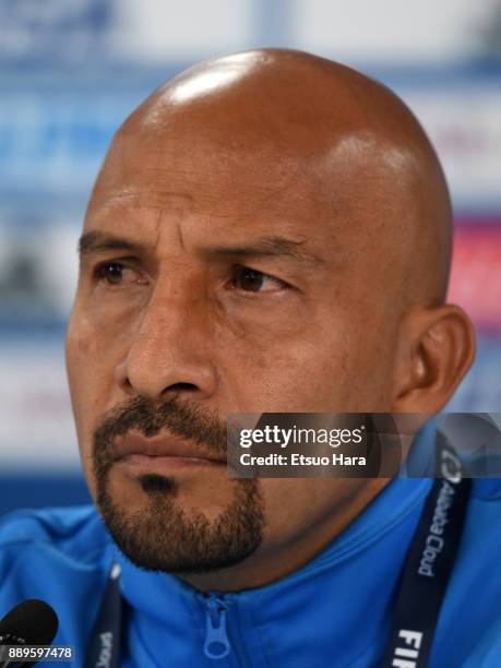 Oscar Perez Rojas of CF Pachuca attends a press conference ahead of their FIFA Club World Cup UAE 2017 match against Wydad Casablanca at the Zayed...