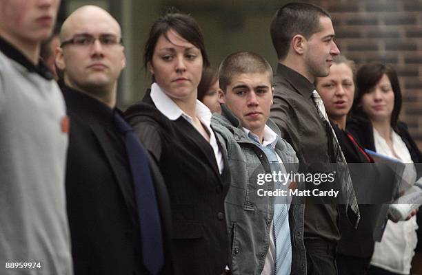 Royal Navy recruits with Daniel Wright line up at the training establishment HMS Raleigh on the first day of their initial nine-week basic naval...