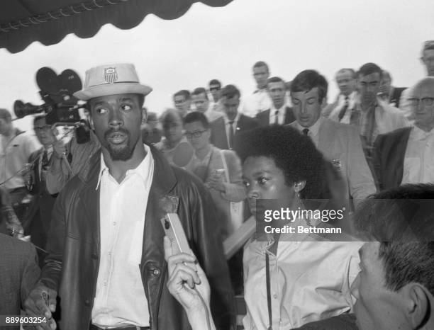 John Carlos and Tommie Smith, American Black sprint stars who were ordered by the U.S. Olympic Committee to leave the Olympic Village under...