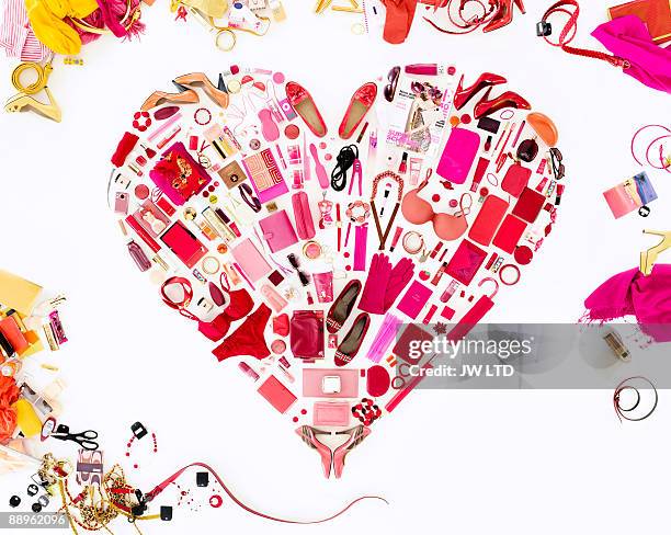 women's belongings in shape of heart - fashion accessories stock pictures, royalty-free photos & images