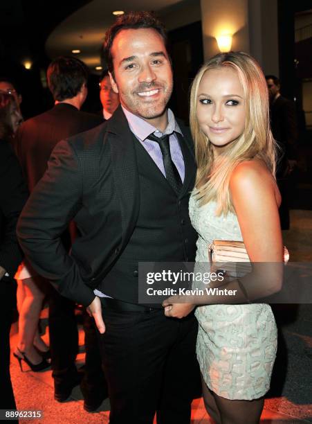 Actors Jeremy Piven and Hayden Panettiere pose at the afterparty premiere of HBO's "Entourage" - Season 6 at the Paramount Theater on July 9, 2009 in...