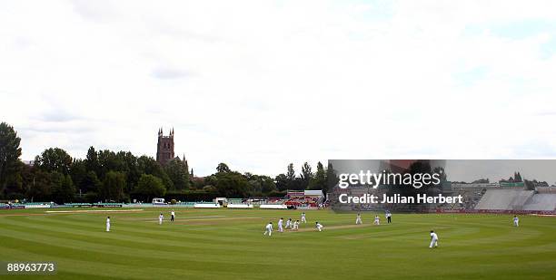 General view of the ground during Day One of The 1st Test between England Women and Australia Women at New Road on July 10, 2009 in Worcester,...