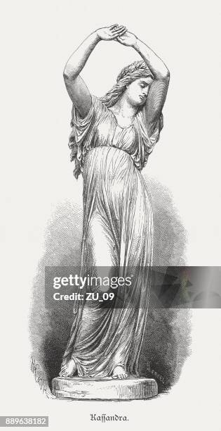 cassandra, figure from the greek mythology, wood engraving, published 1879 - mythological character stock illustrations