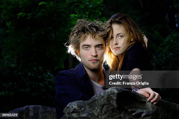 Actors Robert Pattinson and Kristen Stewart pose on a portrait session on May 25, 2009 in Montepulciano, Italy.