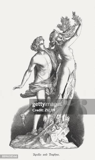 apollo and daphne, sculpted (1622/25) by bernini, rome, published 1879 - giovanni lorenzo bernini stock illustrations