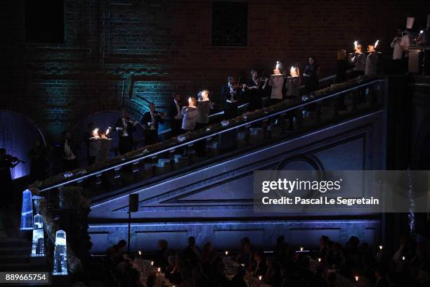 General view of the dessert parade during the Nobel Prize Banquet 2017 at City Hall on December 10, 2017 in Stockholm, Sweden.